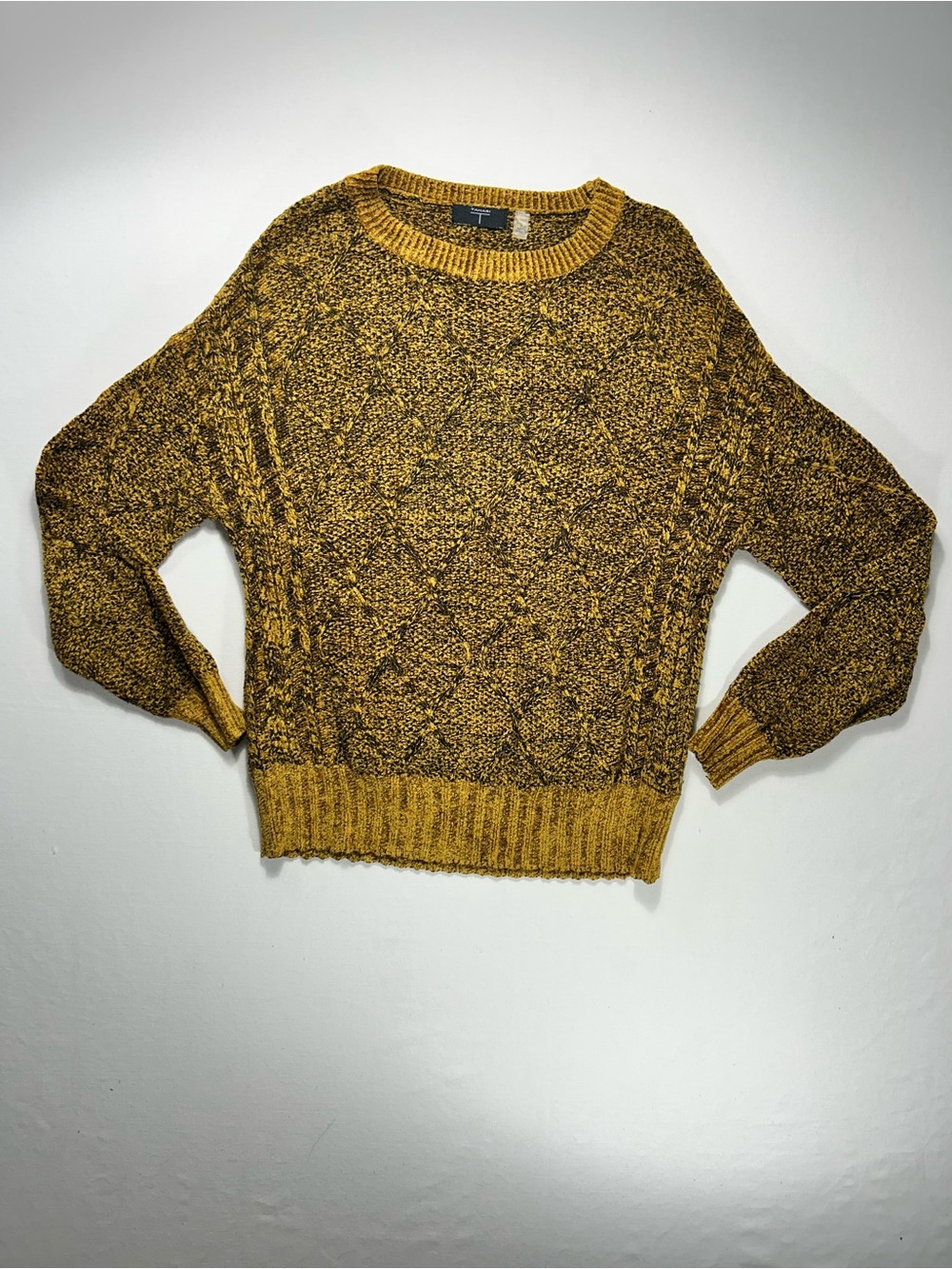 Tahari Marled Mustard Crewneck Sweater - Medium